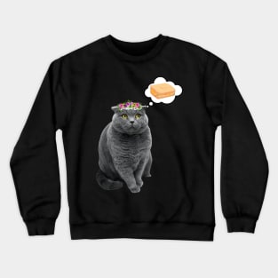 Cute cat wants toast Crewneck Sweatshirt